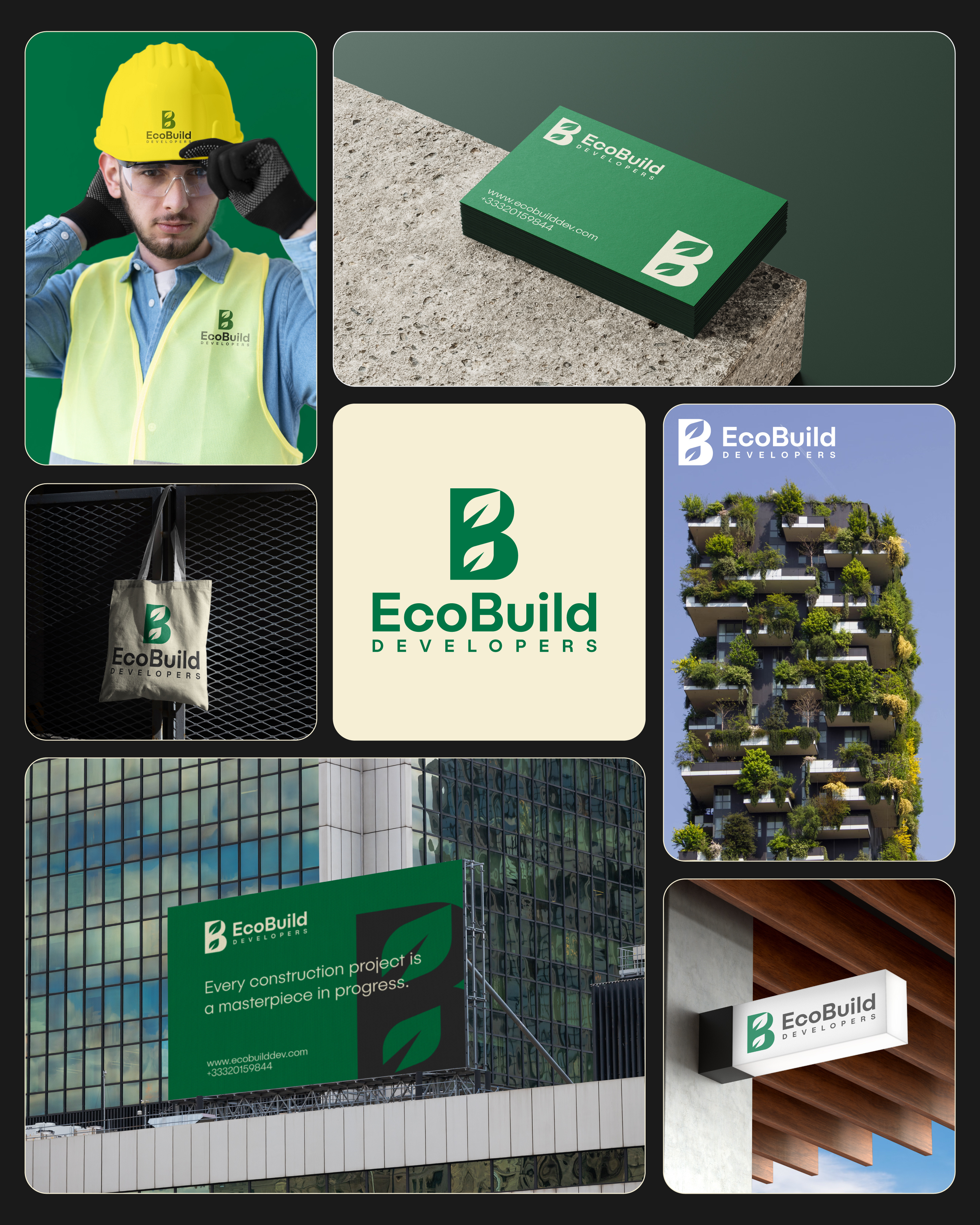 EcoBuild Logo, Real Estate Logo Design b logo brand identity branding creative custom logo eco logo garden logo graphic design logo logo design logo designer logo type mint landscape modern logo plant logo realestate logo tech logo