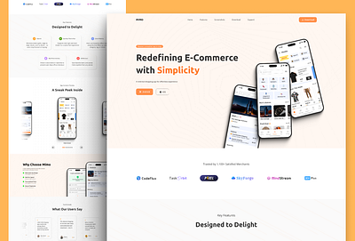 Mimo E commarce saas landing page e commerce e commerce landing page landingpage minimalist saas saas landing page simplicity website website landing page