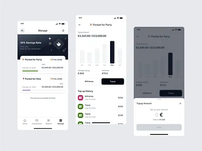 Pulse - Finance Management Screen ai analytics app design artificial intelligence b2b clean dipa inhouse finance finance app fintech investment mobile modern design product design saas savings startup ui uiux
