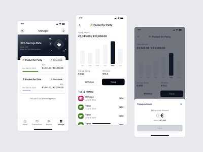 Pulse - Finance Management Screen ai analytics app design artificial intelligence b2b clean dipa inhouse finance finance app fintech investment mobile modern design product design saas savings startup ui uiux