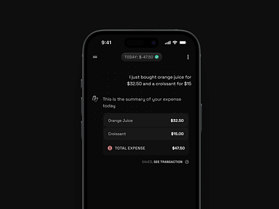 FinChat - Track Expenses by Chatting dark detail document expense finance graphic design income tracking