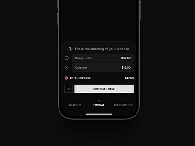 FinChat - Expense Summary bottom bottom sheet dark design detail document expense finance income sheet summary tracking