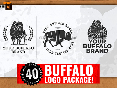 Buffalo & Bison Logo Pack - 40 LOGOS