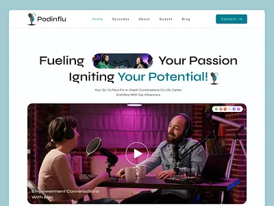 Podcast Website Design audio streaming ui creator website influencer site minimal web personal brand webstie podcast branding podcast homepage podcast landing page podcast ui podcast website ui design vedio streaming ui web design wordpress wordpress podcast web