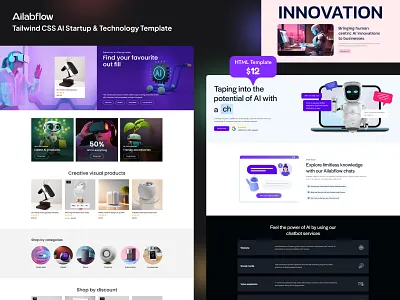 Ailabflow - Tailwind CSS AI Startup & Technology Template aistartup artificialintelligence cleandesign landingpagetemplate machinelearning mobilefriendly modernui nextgentech responsivedesign saasplatform saastemplate startuptemplate tailwindcss techcompanysite techstartupwebsite techwebsite uiuxdesign webtemplate