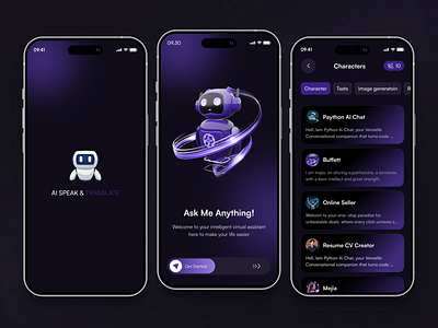 AI Chatbot App UI ai ai app ai assistant ai bot ai chat app atificial intellegence bot chat chat box chatbot chatgpt dark mode gpt mobile design prompt robot technology ui ux