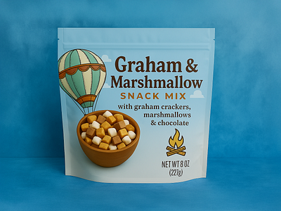 Graham & Marshmallow Snack Mix Packaging Design app branding creative design digital agency graphic design illustration logo packaging product design ui vector