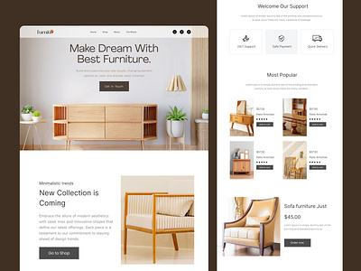 Furniture Website UI Design branding cleanui creativedesign designinspiration ecommercedesign figmadesign furnitureshop furnitureui homepagedesign interiordesign landingpage minimaldesign modernui productpage shopdesign uiinspiration uiux uxdesign webdesign webui
