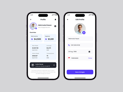 Fintech Finance Mobile App Profile crypto wallet app ux designer