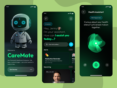 AI Healthcare App 2025 ai ai app ai healthcare app dark design dark mode dashboard heatlhcare login medical app modern theme onboarding trend trending trending design trending ui
