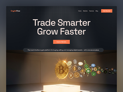 Crypto Web Design bitcoin blockchain crypto web cryptocurrency digital trading finance finance web design fintech ui uiux ux web design website