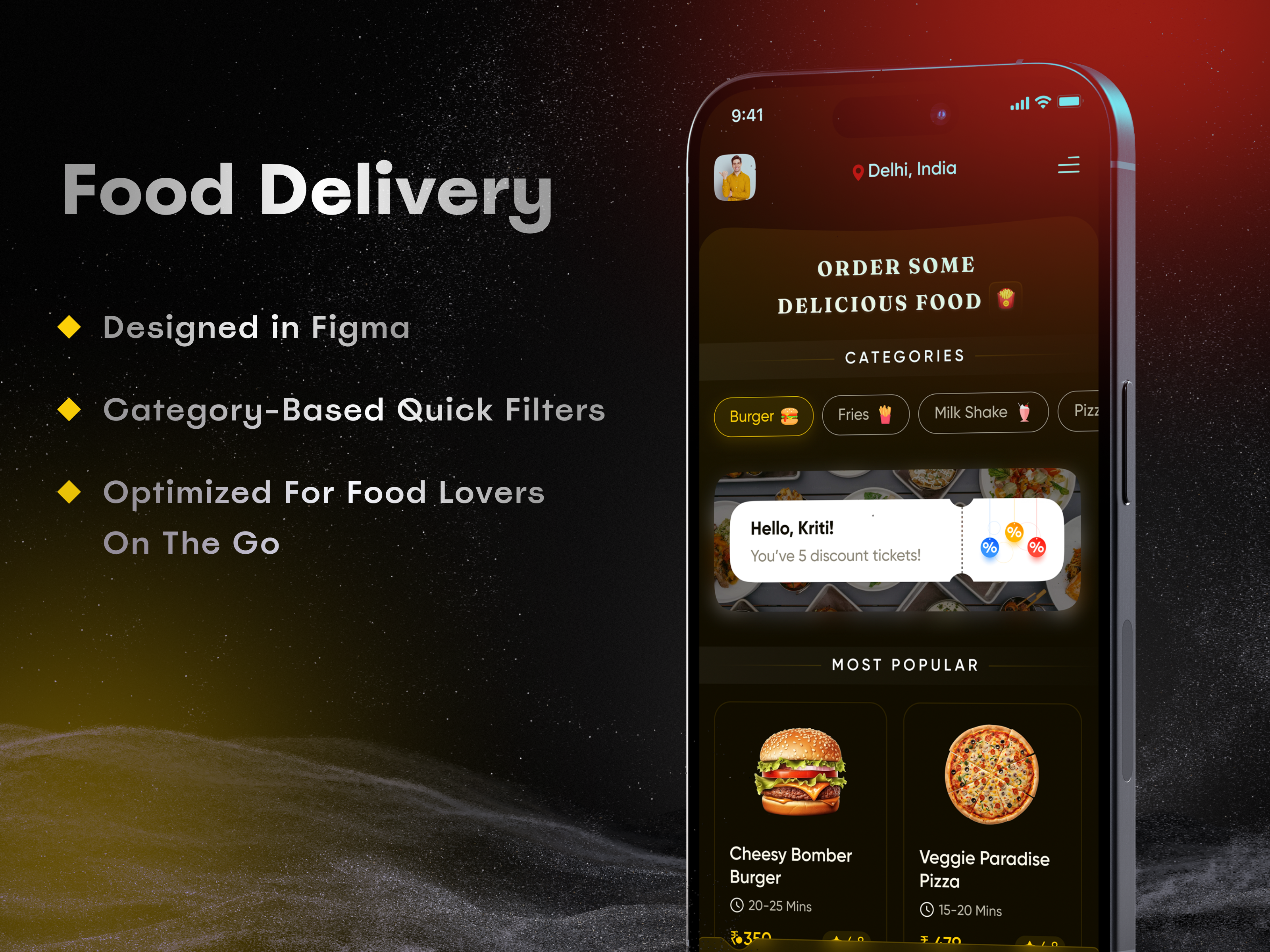 Burger Ordering App UI – Dark Mode Food Delivery Design addtocartux burger app ui clean food ui darkmodedesign delivery app deliveryappux figmamobileui food delivery app food ordering app foodappdesign fooddeliveryui restaurant app design restaurantappui ui uiuxinspiration