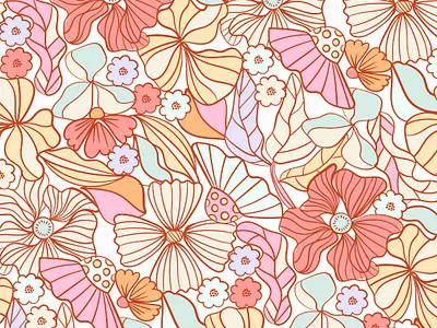 Summer Floral Pattern fabrics flowers seamless pattern summer vibes textile vector wallpaper
