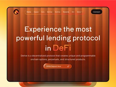 Derive Market - DeFi Landing Page ai agents landing page app blockchain crypto dashboard crypto wallet interface dark theme dashboard design defi defi web design defi website digital asset platform exchange ico interface landing page saas tokenomics ui vibrant web3 marketing website