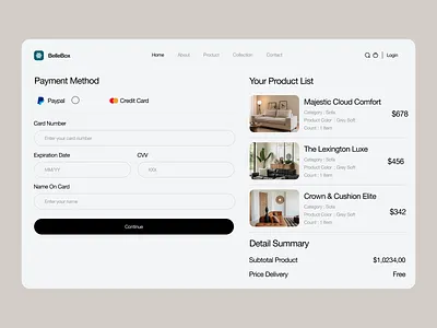 E-Commerce - Checkout Payment card chackout design e commerce ecommerce fuinituer graphic design interface landing page online shop payment sofa website store ui ux web website website design