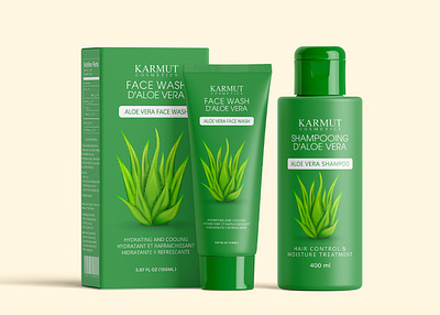Aloe Vera Face Wash & Shampoo Label Design clean design aesthetic cosmetic label design graphic design