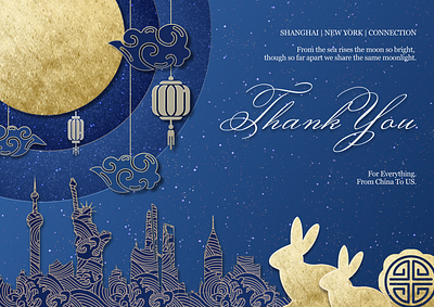 Thank You Letter design gift card graphic design logo mid autumn festival paper cut thank you letter vector