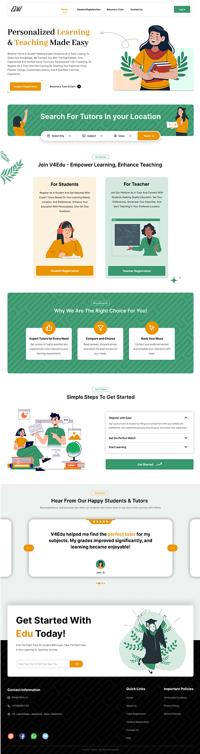 TUTION WEBSITE DESIGN design educational landing page educational website design figma design figma website design minimal website design tution website design ui ux figma design