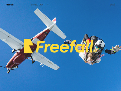 Freefall Logo For A Skydiving Brand brand identity branding design f logo fast glasess graphic design headset identity lettermark logo logos minimal movment sky skydiving sport startup