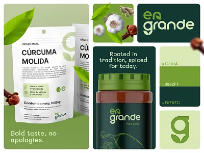 EnGrande- Spice Brand Logo and Identity brand identity branding food branding foods green logo minimal organic packaging spice typeface wordmark