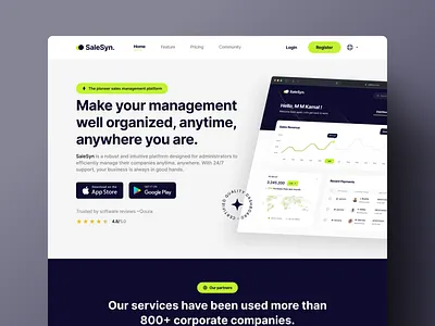 Sales Management SaaS Landing Page dashboard ui homepage landing page marketing website product saas saas design saas landing page saas website sales landing page sales management sales website services ui design web web design web ui design website website design