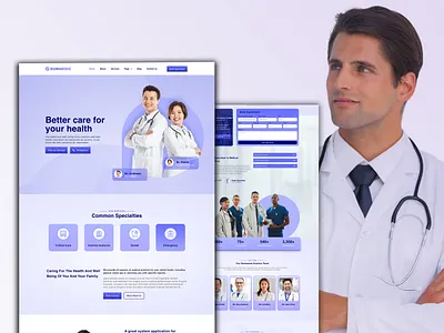 Doctor Website Design Template – Clean and Professional clean medical design clinic website template design design website doctor doctor website elementor elementor website healthcare web illustration medical ui design ui web design website design wordpress