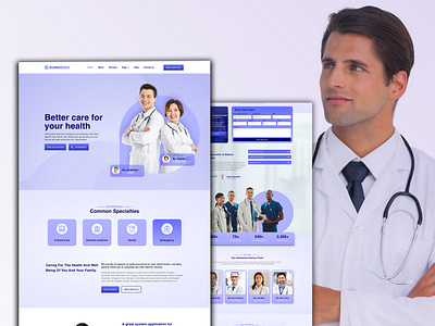 Doctor Website Design Template – Clean and Professional clean medical design clinic website template design design website doctor doctor website elementor elementor website healthcare web illustration medical ui design ui web design website design wordpress