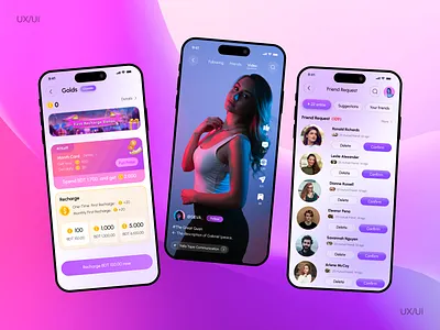 Dating Mobile App Design Concept chat app dating app friendrequestui ios loveapp mobileappdesign modern ui online dating palash rechargescreen socialapp swipeapp tinder ui uiux uxdesign