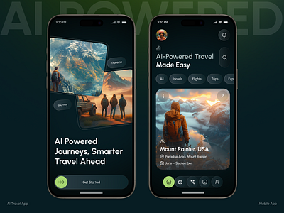 AI-Powered Travel App – Smart Trip Planner ai ai app ai travel app app app design ios itinerary app mobile mobile app mobile ui smart travel planner travel travel app ui ui design uiux