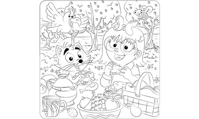 Black & White Coloring Page, Line Art Illustration freelanceillustrator