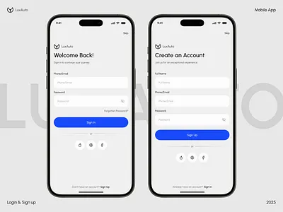 Login & Signup UI – Luxury Car Buy App app app design ios login login screen login signup ui loginui luxury car app mobile mobile app mobile ui sign in sign up signup screen ui design uiux