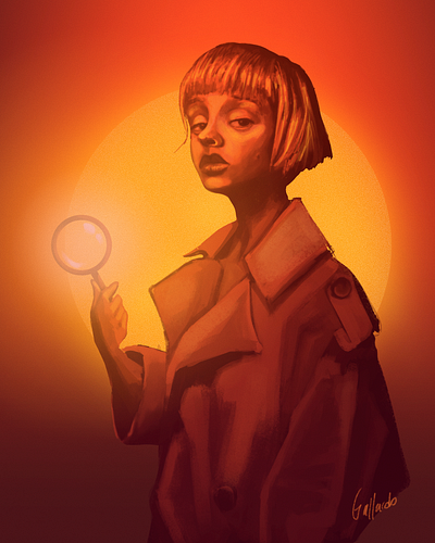 Girl with loup art character digital digital painting drawing illustration painting photoshop portrait sketch story study