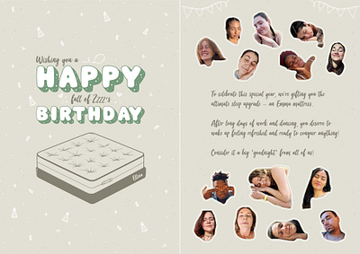 Happy Mattress birthday flyer graphic design mattress sleep