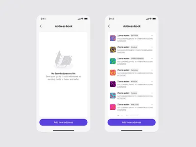 Address Book app crypto design interface mobile app ui ui design uiux ux design web3
