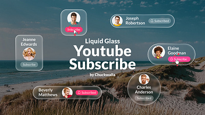 Liquid Glass Youtube Subscribe (AE Template) aftereffects corporate design follow glass liquid motiondesign motiongraphics subscribe youtube