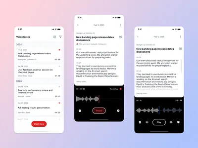 Voice Notes for iOS apple apple intelligence design ios mobile app recording simple ui ux voice notes