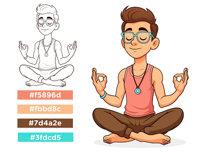 Custom Portrait Mascot Design | Cartoon Young Man Yoga Pose beehaya cartoon cartoon character logo cartoon man cartoon portrait cartoon yoga custom cartoon mascot character custom character design custom mascot design design fun yoga pose graphic design illustration logo man yoga mascot design vector yoga cartoon yoga cartoon art yoga cartoon clipart