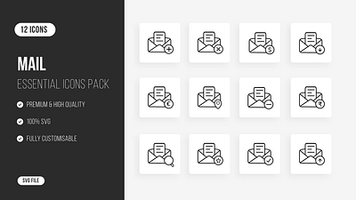 Essentials Mail Line Icons SVG add icon delete mail icon design email icons email location iconography icons illustration illustration icons illustrations mail icons message svg messages icon remove mail icon search email icon sent mail success starred mail icon svg icons ux