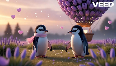 Love in the Sky – A Romantic AI Short with Penguins 3d hearts animated short capcut chatgpt cinematic animation cute characters domoai krea midjourney penguins photoshop romantic scene runwayml visual storytelling
