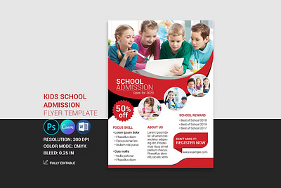 School Admission Flyer admission admission flyer advertisement canva canva flyer child children clean college flyer education kid ms word open day photoshop template play ground pre school primary school school admission school admission flyer