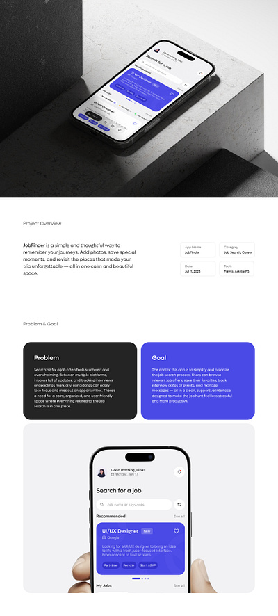 Job Finder - Mobile App Design app design calendar design design idea home page job job finder mobile app modern design ui uiux ux