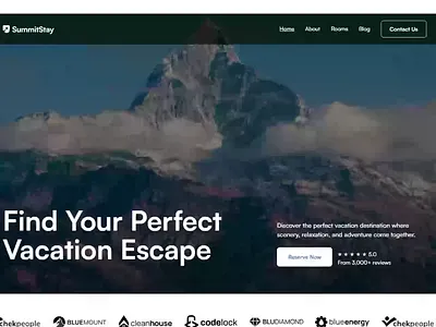 SummitStay - Rental and Vacation home website booking branding figma framer landing page real estate rental web design webflow