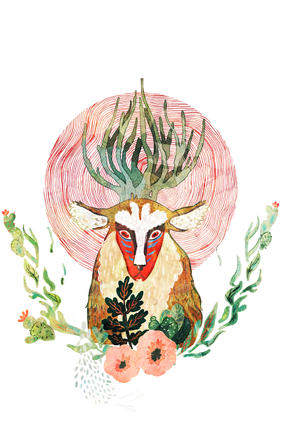 Studio Ghibli Series : Forest Spirit - Princess Mononoke art esoteric illustration