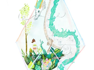 Studio Ghibli Series : Spirited Away art esoteric illustration plants