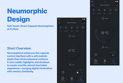 Neumorphic Smart Capsule UI – Soft Touch Control Panel mobile ui neumorphism ui