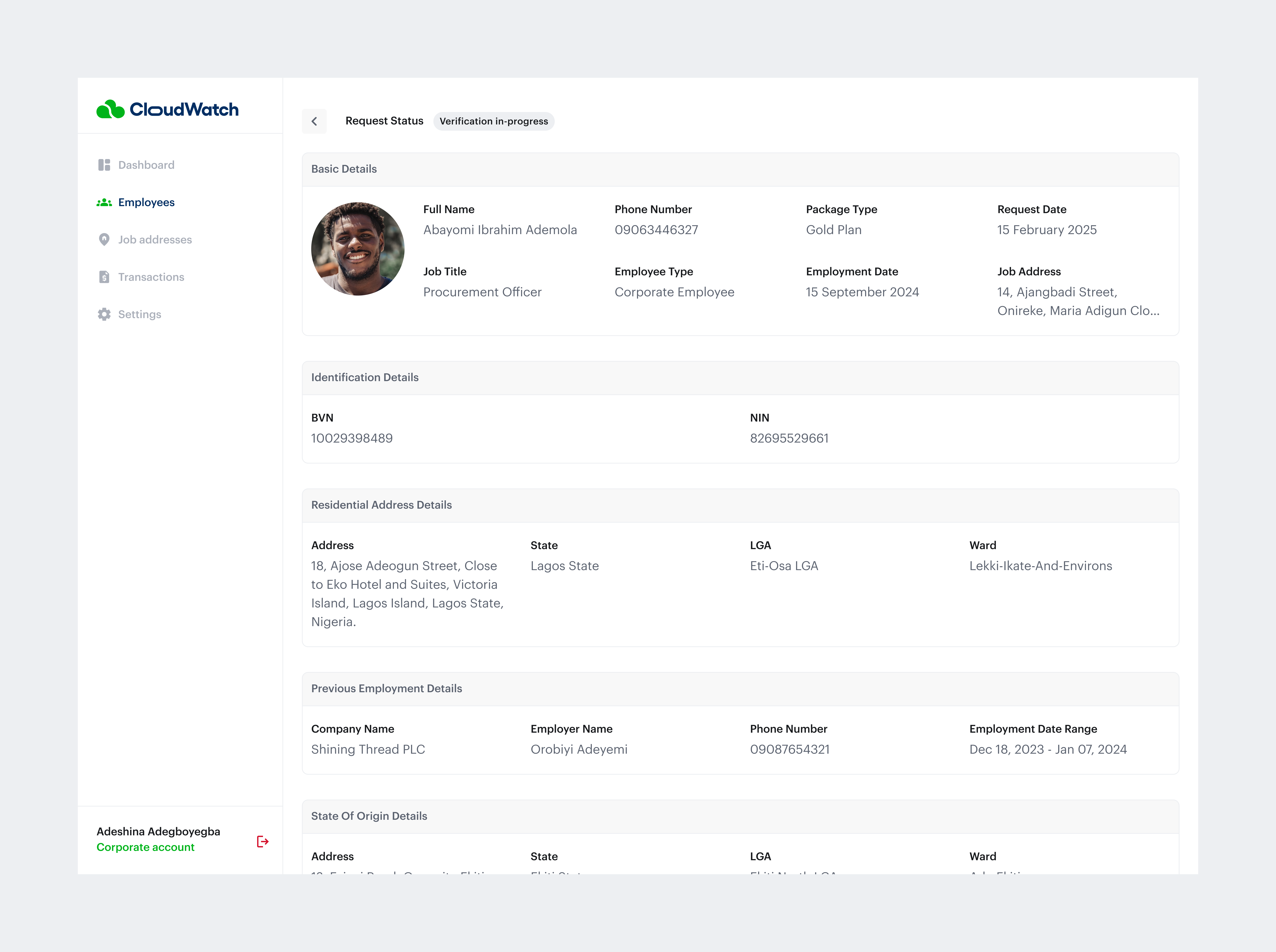 Verification Request In-Progress app design interface ui ui design uiux ux design verification web app web application