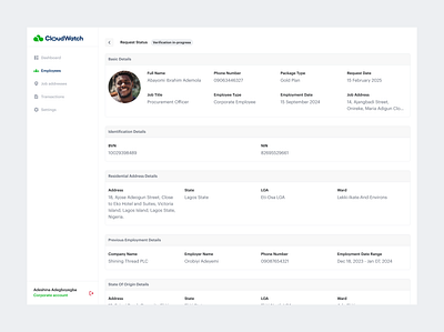 Verification Request In-Progress app design interface ui ui design uiux ux design verification web app web application
