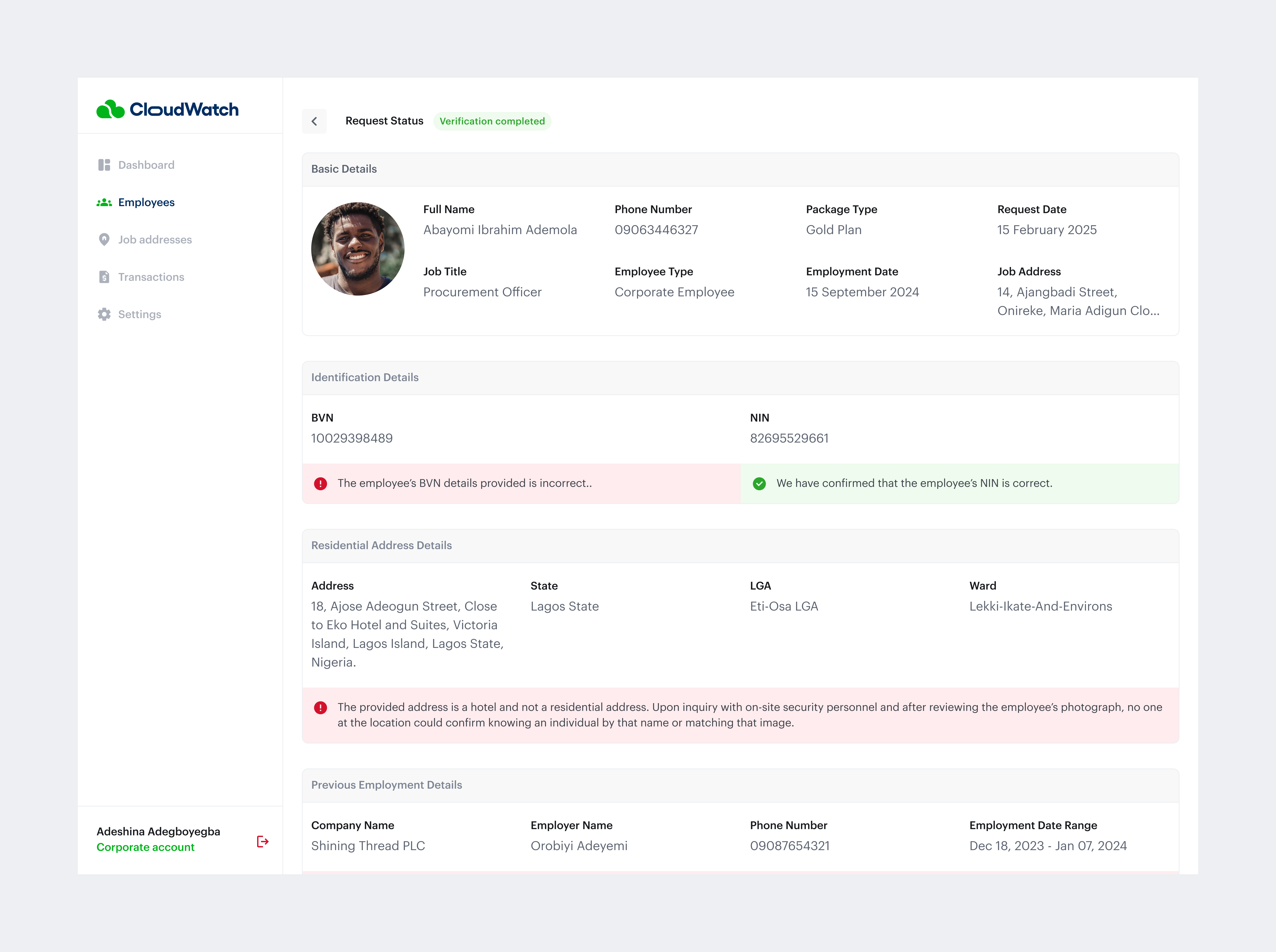 Verification Request Completed app design interface ui ui design uiux ux design verification web app web application