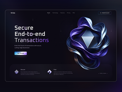 Design Blockchain Landing Page – Dark UI/UX for Crypto & Fintech ai picture blockchain crypto cryptocurrency dark defi digital agency exchange finance fintech gradient landing page payment purple ui design ux web design