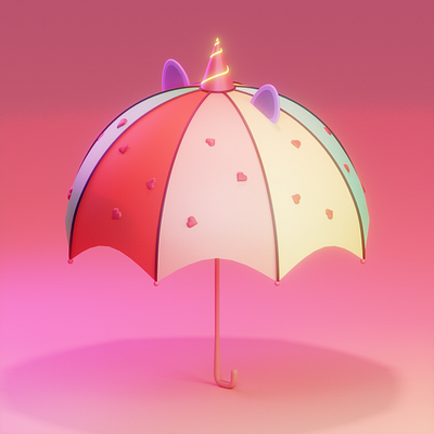 Rainbow Unicorn Umbrella 100daysof3d blender cyclesrender modeling rainbow sketchfabchallenge umbrella unicorn